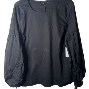 ELOQUII Black Blouse with Balloon Sleeves